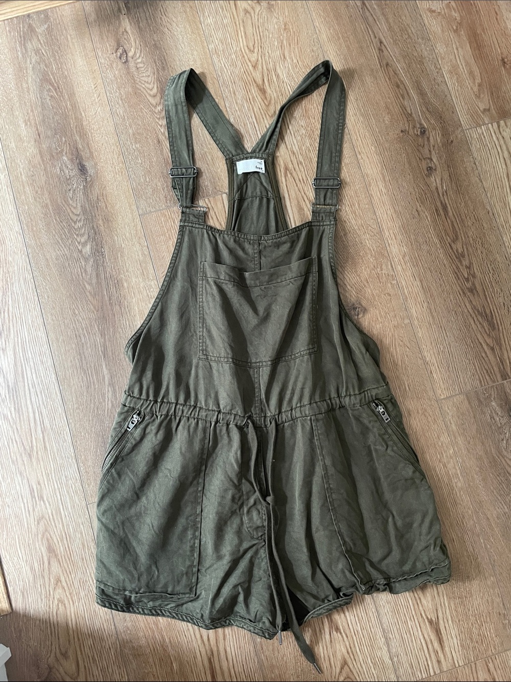 Aritzia Wilfred Free Olive Green Cotton Overall Romper